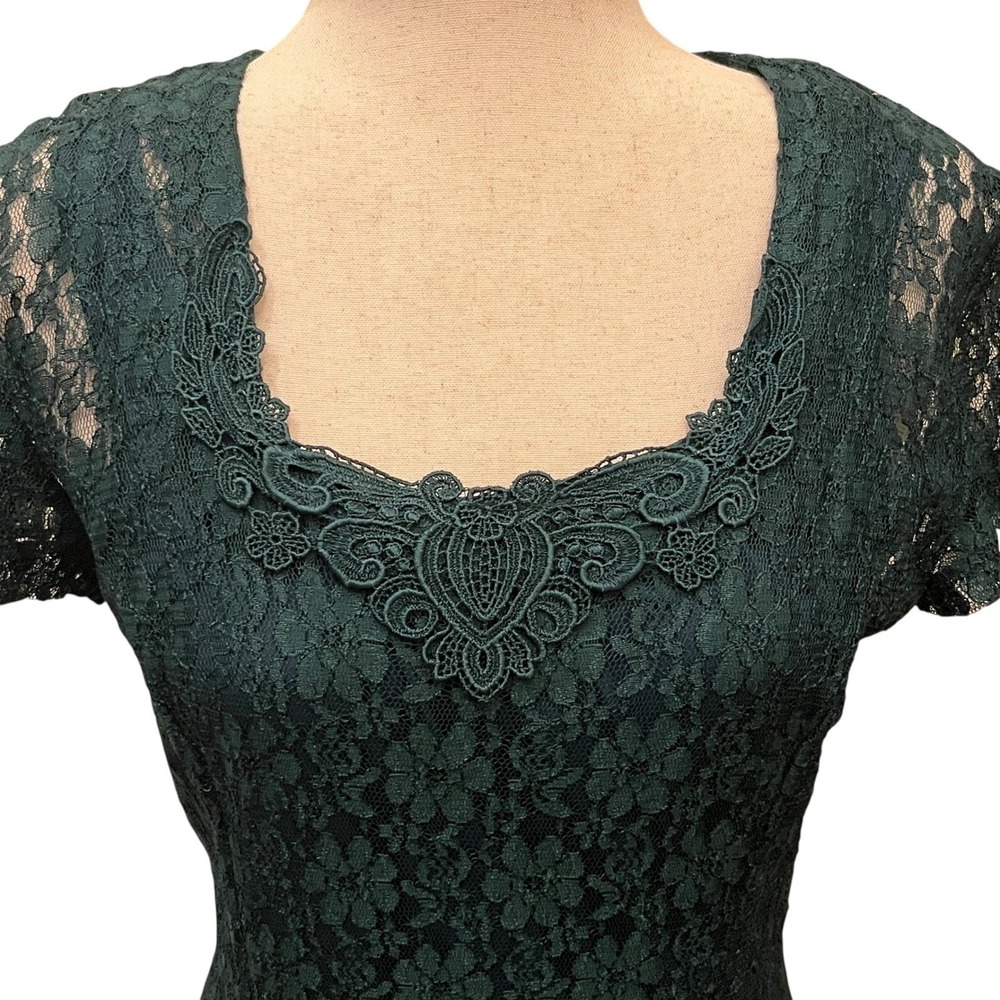 VTG Fredericks of Hollywood Green Lace Dress Corset 11 Fairy Grunge Whimsigoth - Picture 2 of 16